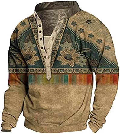 Мъжки блузи Модерен пуловер с принтом, ежедневни празнична hoody с качулка на съвсем малък и дълъг ръкав, с джоб кенгуру
