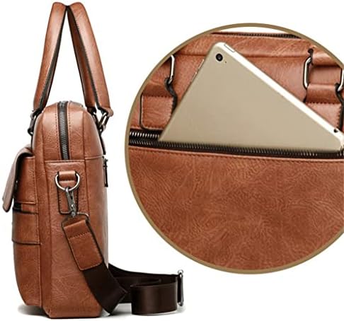 Портфейл от орехово дърво, Бизнес чанта-месинджър от изкуствена кожа, офис чанта за лаптоп (Цвят: B размер: както е показано на фигурата)