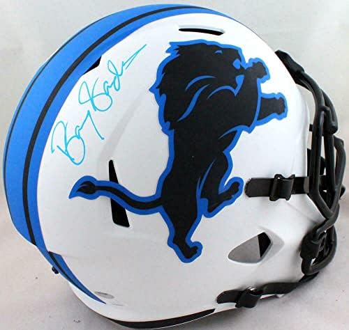 Каска Detroit Lions Lunar Speed F/S с автограф на Бари Сандерса - JSA W * Baby Blue - Каски NFL с автограф