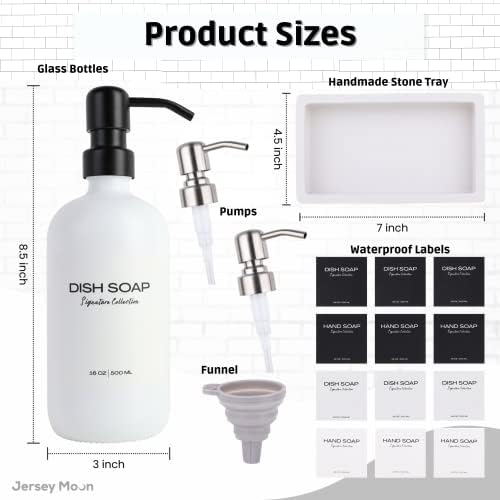 Комплект стъклени дозаторов сапун за баня или кухня - Бял / Черен Набор от Дозаторов сапун за ръце и съдове за Сапун за ръце, сапун