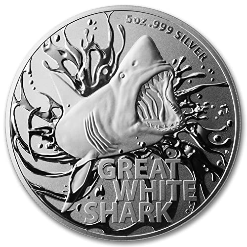 Австралийската Сребърна монета Голямата бяла акула с тегло 5 грама 2022 година, Лъскава, без циркулация (в Защитна Акрилна капсула - Прес-папие) със сертификат за авте?