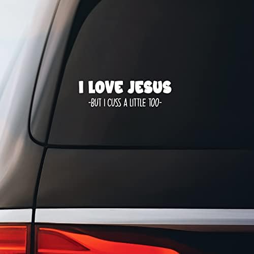 Аз обичам Исус, Но аз Проклинаю Стикер, Стикер За лаптоп, Мобилен преносим компютър на 5.5 x 1.5 (Бял)