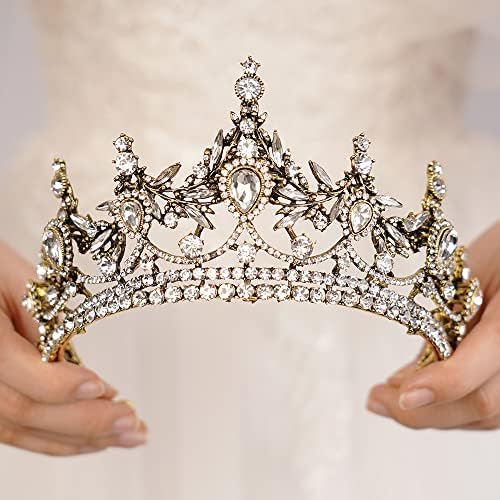 Wekicici Барок Кристален Короната на Кралица Реколта Ретро Планински Кристал Принцеса Тиара Сватбена Превръзка На Главата