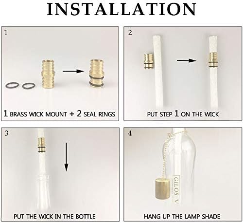 EricX Light Wine Bottle Факел Kit 4 опаковки, се включва в себе си 4 фитиля с дълъг срок на служба, месингови държачи за фитилей и месингови капачки - просто добавете бутилка за ул