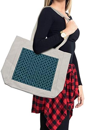 Чанта за пазаруване Ambesonne в ретро стил, Реколта Геометрична Композиция с участието на ромбов и звездички, Дългогодишна чанта за Еднократна