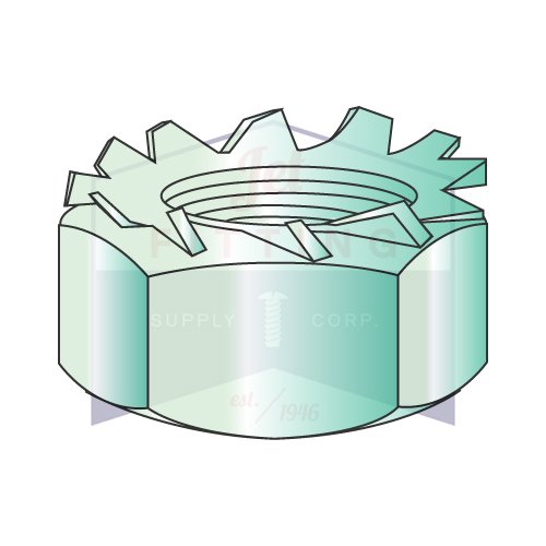 Стопорные ядки 6-32 K | Шестостенни гайки Keps | Външна стопорная миене | Стомана | Цинково-зелено | Със Свободно въртящи външната стопорной