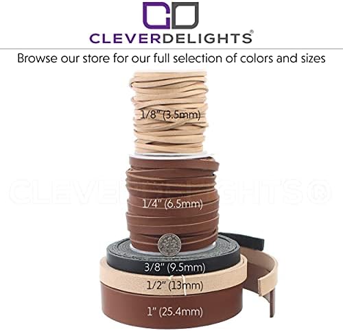 Кожена Плосък кабел CleverDelights 1/4 инча - Естествен цвят - 10 Метра - Каишка от естествена кожа 6,3 мм