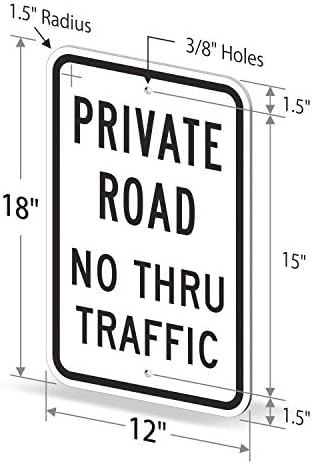 Отразяваща знак SmartSign инженеринг клас 3M, Надпис Частен път, градския трафик е забранено, височина 18 см x ширина 12