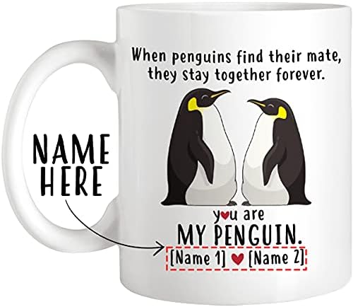 Персонализирани чайно-кафе къща, Когато Пингвини Намират Своята Двойка, Те ще Останат Заедно завинаги, Кафеена чаша Ти си моят Пингвин, Керамична Чаша За двойки, Ид?