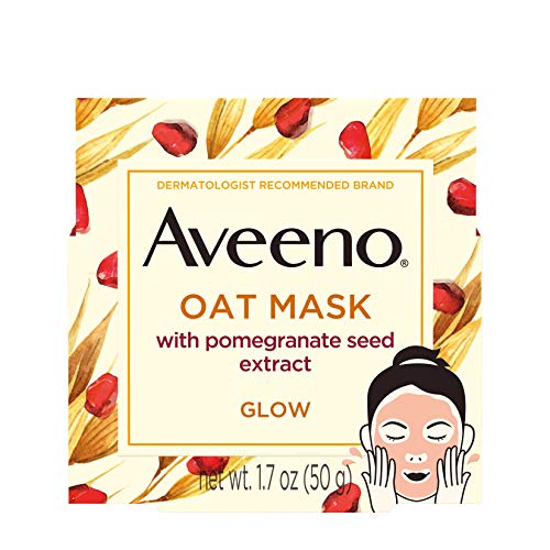 Овесена маска за лице Aveeno с екстракт от семена на нар, водата от Киви и пребиотиком от овес, Хидратиращи маска за сияйна кожа, не съдържа парабени и фталатов, 1,7 грама