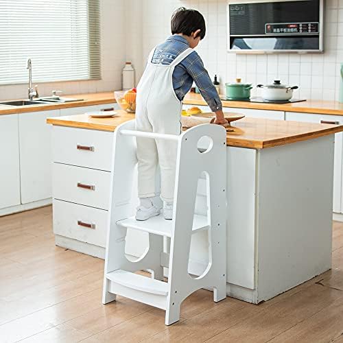 Кухненски стол-стремянка KATARUS за бебета и малки деца с поручнем сигурност, Детска Застояла кула за кухненски рафтове,
