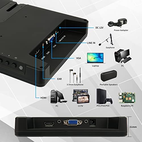 WIMAXIT 10.1-инчов монитор Full HD IPS резолюция 1920x1080 с поддръжка на HDMI, VGA за универсален дисплей - идеални за персонални КОМПЮТРИ, камери за видеонаблюдение и конзоли за игр?