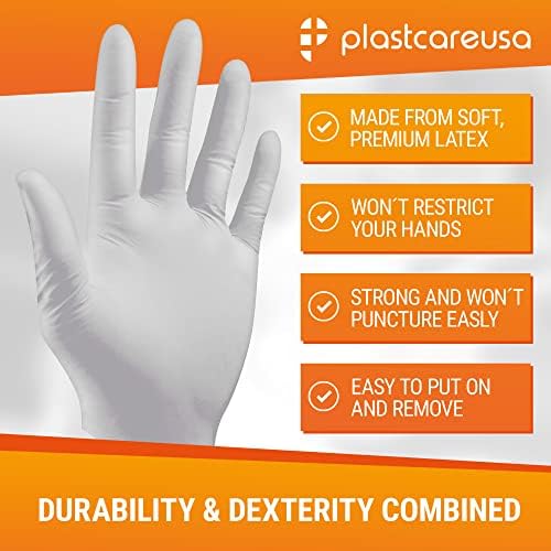 Наблюдение ръкавици от латекс PlastCare USA 100 Extra Small - за Еднократна употреба, нестерильные, без прах, с текстурированным изземване, за повишаване на чувствителността и к