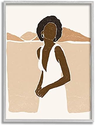 Жена Stupell Industries, стоящи на фона на планински пейзаж, Пустинен Каньон, дизайнер Cakra Pont, Стенно изкуство в сивата рамка, 11 x