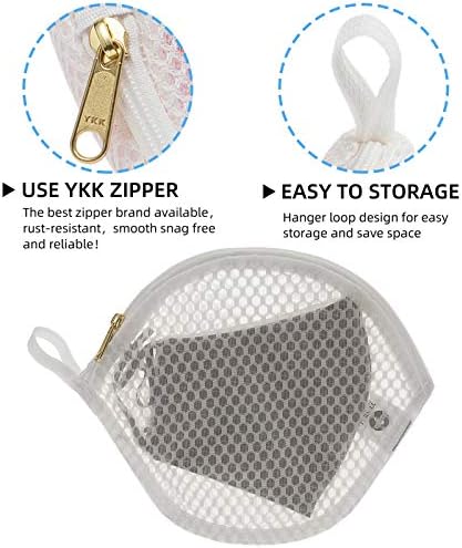 KOOZTI 3 Опаковки Деликатни мешочков за пране на многократно чорапи, Маски за лице и тампони за отстраняване на грим, Торбички за пране от фина мрежа, с цип YKK, с линия за