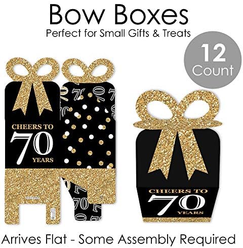 Голяма точка за щастие на 70-ия рожден ден за възрастни - Златни Квадратни Подаръчни кутии за подаръци, Кутии за Бантов на рождения си