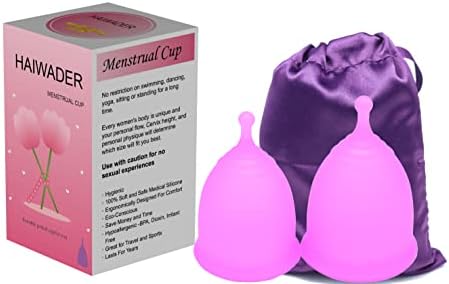 2 Комплект на Многократно Розови менструални чаши и Менструални чаши Best Отстраняване Stem с медицински силикон, тампон и полагането на Алтернатива