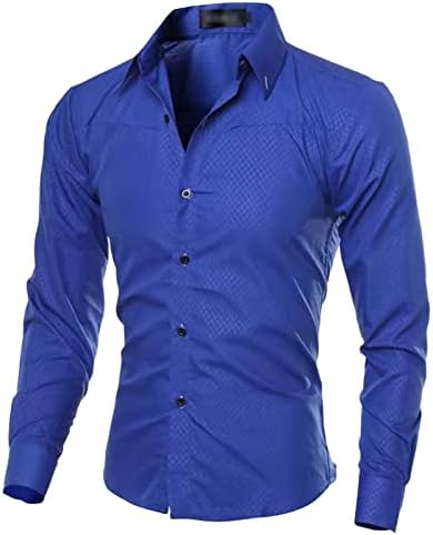 Maiyifu-GJ Мъжки Лека Ежедневни Класическа риза, Стилни Обикновена ризи с копчета, Ризи свободно намаляване с дълъг ръкав (Черен,