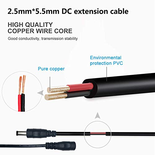 Liwinting удължителен кабел захранване dc дължина 1 м /3,28 Фута, 2.5 mm x 5,5 мм, Штекерный конектор, Удължител за захранващия кабел dc за адаптер за захранване, Безжична IP камера