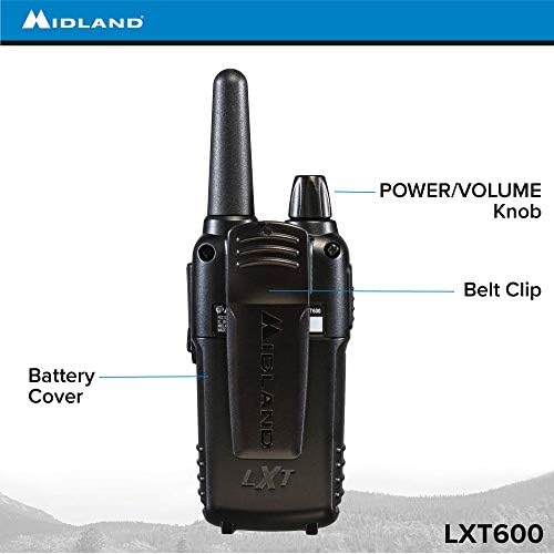Midland LXT600VP3 36-канален двупосочна радиостанция FRS - Радио с радиус на действие до 30 мили - Черен (комплект от 6)