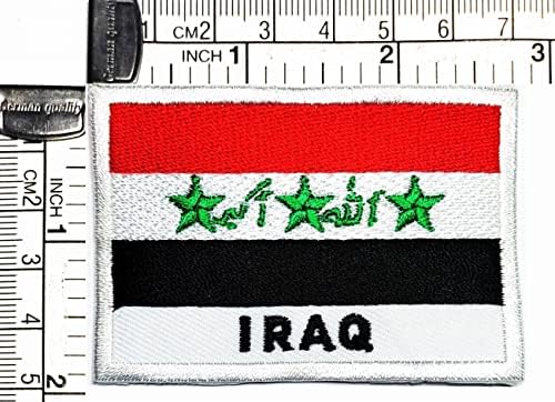 Салфетки плюс 3 бр., 1,7X2,6 инча. Нашивка с бродерия хартата на Ирак, военно-тактически знаме, емблема, униформа, sew-на ивици, апликации