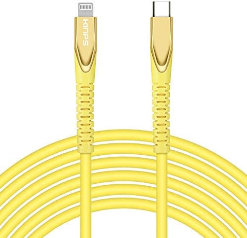 KINPS [Сертифициран ПФИ 3-крак кабел за зареждане от USB C до Гръмотевична Fast, съвместим с iPhone 12/11 /11Pro/11 Pro Max/XS MAX/X/