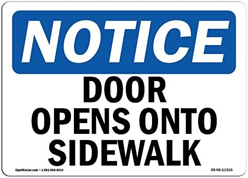 Табела с информация OSHA - Вратата се отваря на Тротоара | Vinyl стикер-стикер | Защитете Вашия бизнес, Строителна площадка, Склад
