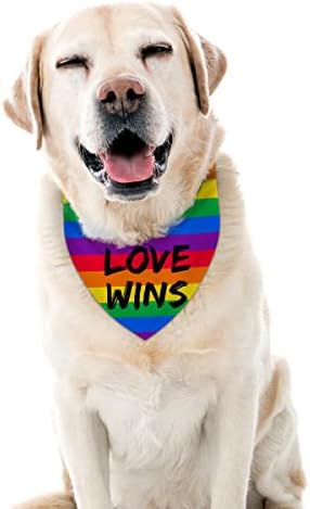 Любовта Побеждава Куче Кърпа ЛГБТ Дъгата Шал За Кучета Ден на Гордост Регулируеми Аксесоари за Малки до Средни Кучета,
