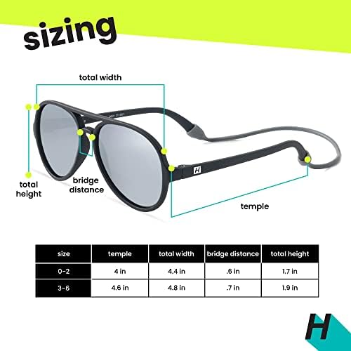 Поляризирани детски слънчеви очила Hipsterkid с каишка | гъвкави рамки, защита от uv, Aviator - 3-6 години