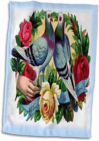 Кърпи 3dRose Florene Vintage - Реколта Гълъби с Рози - twl-44761-1)