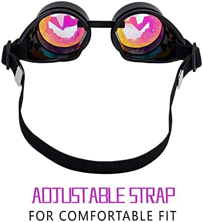 Очила-Калейдоскоп за Рейвов, Кошмарен Очила в стил steampunk с Дифракционными Кристални лещи Rainbow Prism
