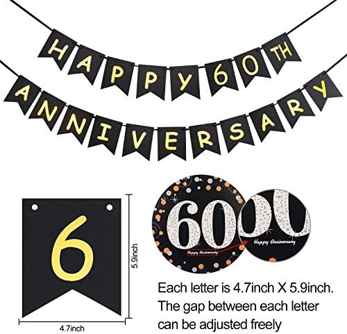 Yoaokiy Набор от Бижута На 60-Годишнина, Банер 60-та Годишнина от Сватбата си, за да проверите За Декорация на Партита, Златна Банер На