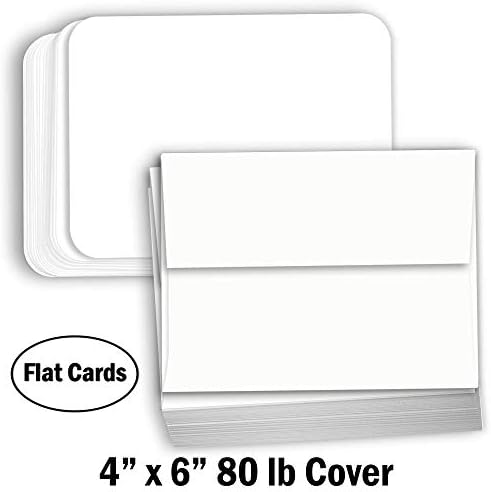 Бял картон Hamilco Плътна хартия - Формуляр за бележки и пощенски картички със заоблени ъгли, с Конвертами, рожден ден, Покани, Бланки, визитки с размер 4 X 6 инча, с тегло 8