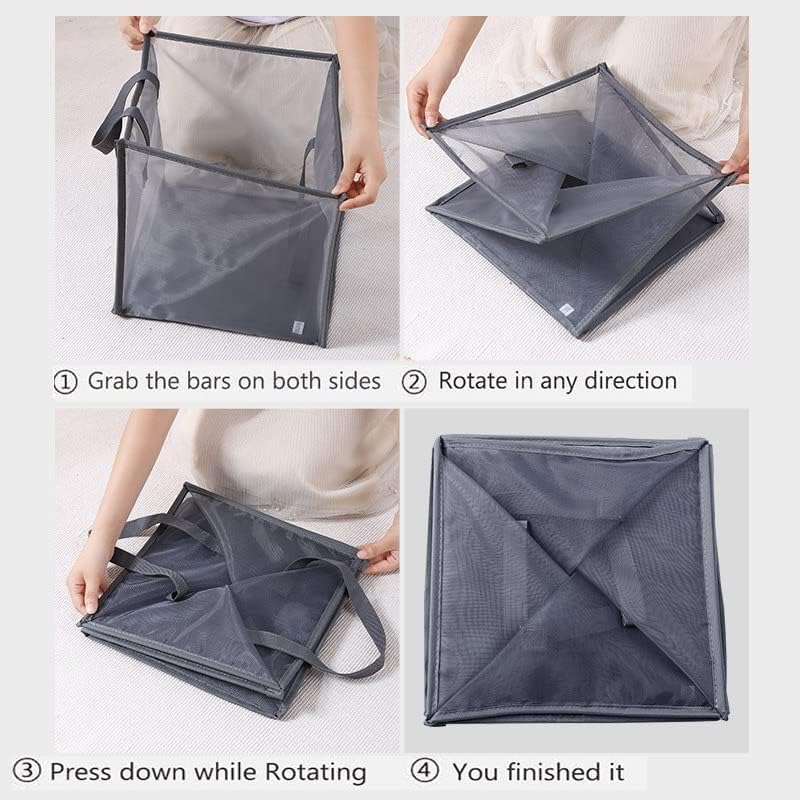 ZYZMH Сгъваема Количка за мръсно бельо от тъканната мрежа За съхранение на дрехи за дома с Голям Капацитет За Баня, кошница за багаж, чанта (Цвят: D, Размер: 32x32x65 см)
