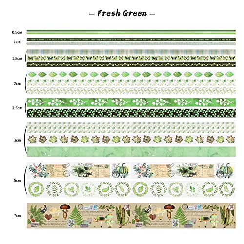 Набор ленти за васи AEBORN Green - Реколта Цветна лента за Васи с Цветя, Пеперуди, Кактуси, Растения - Эстетичные Декоративни Ленти за водене на дневник, занаяти собствени?