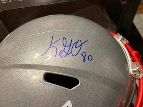 Каска Gunner Olszewski с автограф В Пълен Размер New England Patriots JSA - Каски NFL с автограф