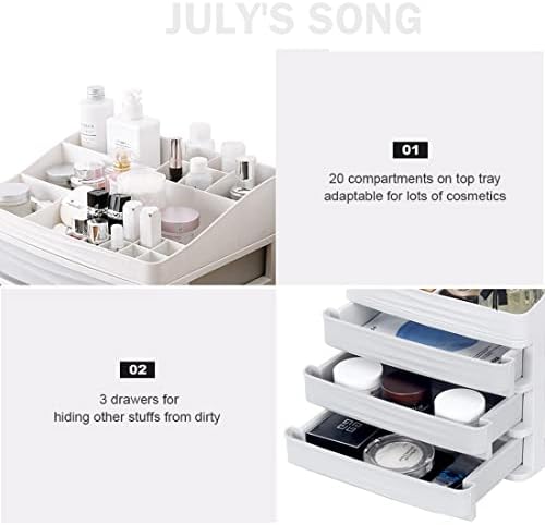 JULY'S SONG Органайзер за съхранение на козметика с чекмеджета, Голям Органайзер за Плота в Банята, Пластмасова кутия за съхранение