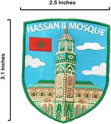 A-ONE 2 БР. в опаковка - Апликация във формата на щит джамията Хасан II + Жени и нашивка с ревери хартата Мароко, нашивка-ориентир,
