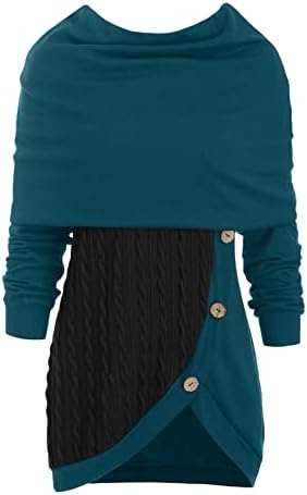 Жена Пуловер От Едноцветни Боттонов, Асиметрични Блузи, Пуловер в стил Мозайка, Нередовен Вязаный Топ, Пуловер