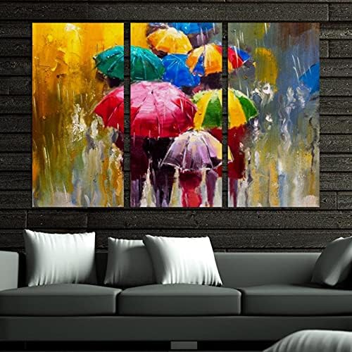 3, Панел, В Рамката на Платното за монтаж на стена Арт Дъждовен Ден Маслени Картини с маслени бои Модерно Домашно Изкуството да Виси 12 x 24