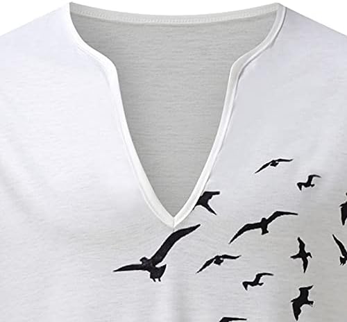 Мъжки Ежедневни Ризи с къси ръкави за мъже, Свободна тениска с имитация на цветята принта, Дълъг ръкав V-образно деколте, Хипстерский топ