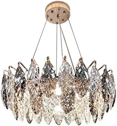 YLYAJY Leaf Кристален led Полилей, За хол, трапезария, Кристален led полилей за всекидневната, стъклена Подвесная лампа LED (Размер: