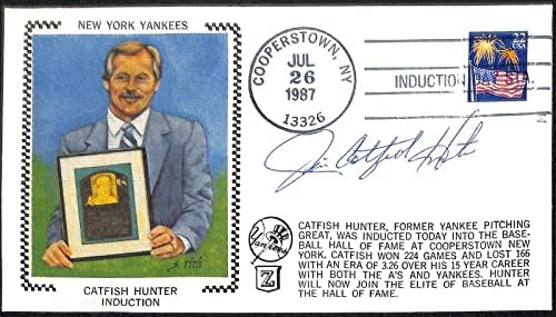 Джим Сом Хънтър с автограф на корицата на списание FDC A Yankee PSA в първия ден на пенсиониране / DNA - MLB Cut Signatures