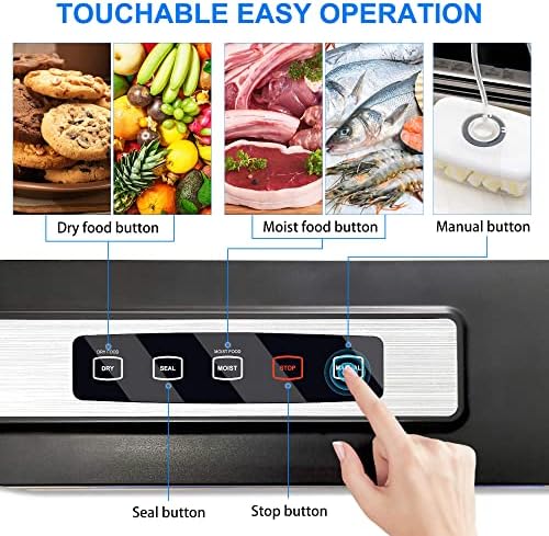 Вакуумно пакетираща машина Food Saver - Пакетираща машина за храни с режима на сухо и влажно печене и 13-инчов линия на запечатване, която