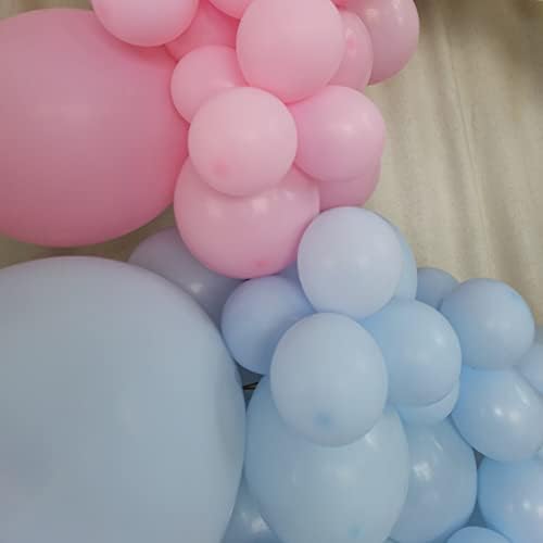 Пастельно-Розово, Синьо-Бели Балони Комплект Гирлянди 128 бр 18 инча 10 инча 5 инча Латексови Балони Арка за Душата на Дете, Рожден
