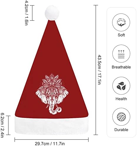 Коледна шапка в стил бохо със слон и lotus, шапка на Дядо Коледа за възрастни унисекс, комфортна класическа коледна шапка за коледно парти