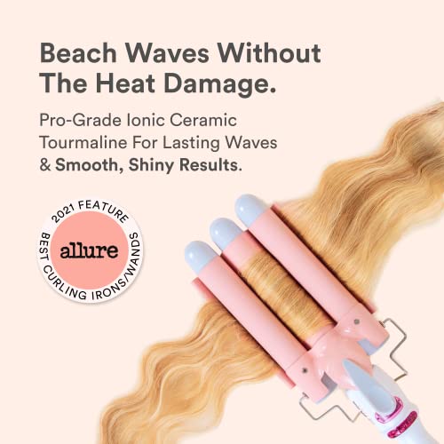 INH Beach Waver със Спрей за борба с пламък | Керамични Пръчка маша за коса в 3 Бъчви, Цифров Контрол на температурата | Термозащитный спрей от Авокадо