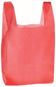 Голяма пластмасова чанта за изнасяне на хранителни тениски RG, Червена, Без надписи, 12 X 6 X 21, на 100 карата