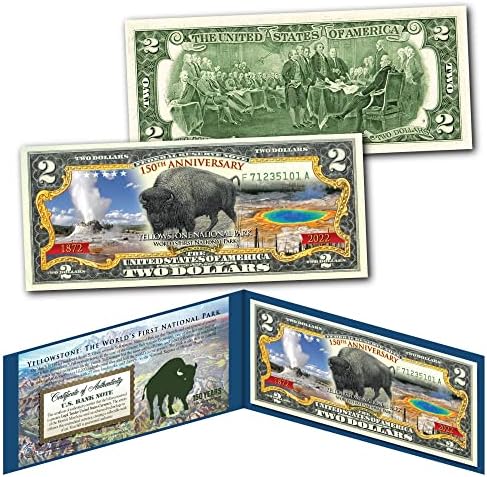 150-годишнината на Йеллоустонского национален парк - Дизайнерско издание на Bison 1901 г., Двухдолларовая банкнота, Без да се прибягва, Специално