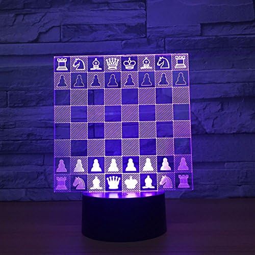 Jinnwell 3D Шах Нощно Лампа Илюзия 7 Цвята, което променя Сензорен Прекъсвач, Настолни Лампи за Украса на Масата, Led Коледен Подарък с Акрилни Плосък КОРЕМ-база, USB-Кабел, И